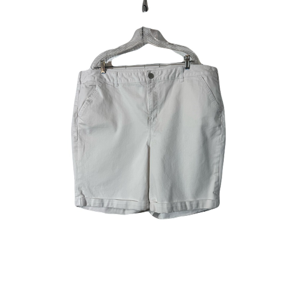Lane Bryant Bermuda Genius Fit Jeans White Denim Shorts Plus Size 26